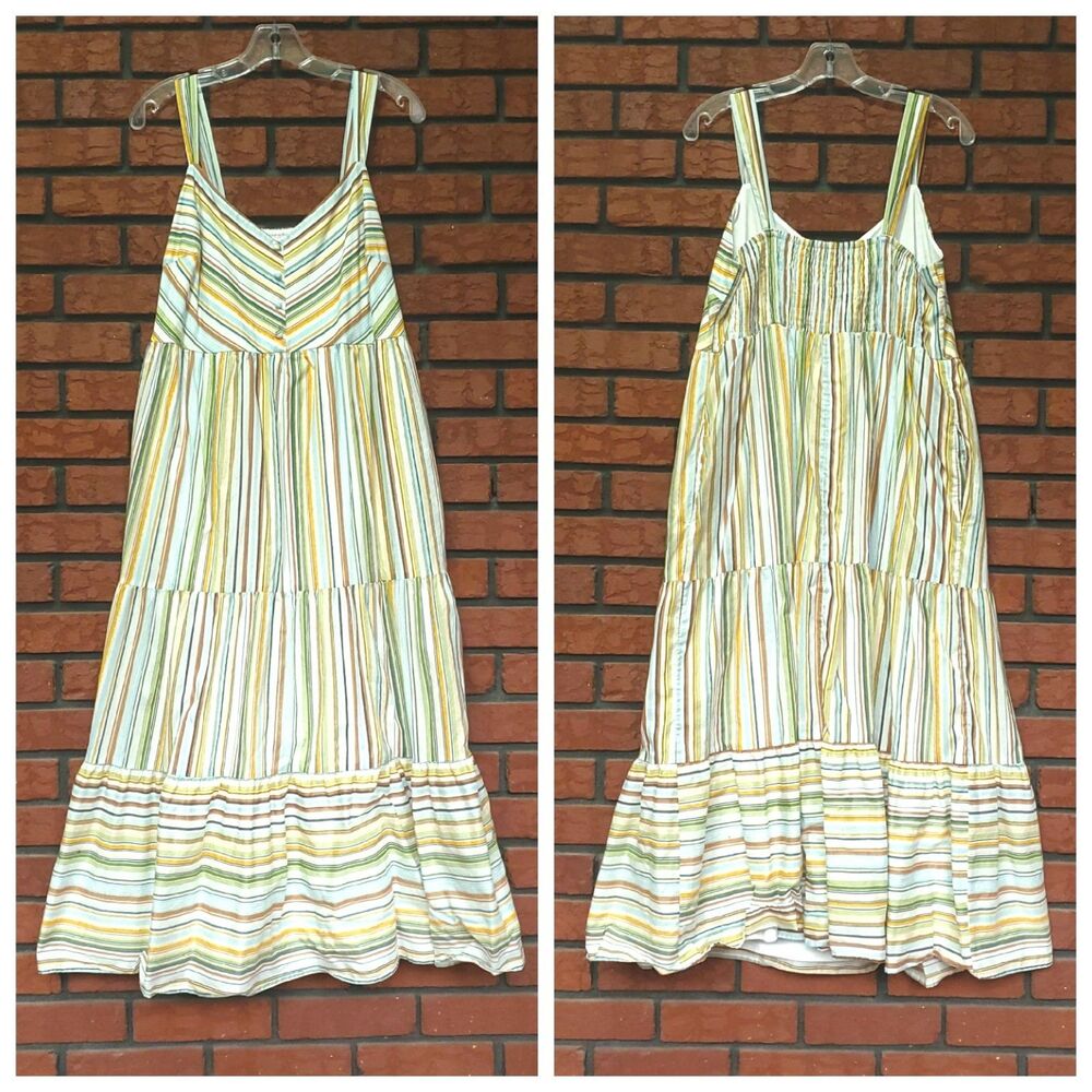 LC Lauren Conrad Striped Tiered Maxi Dress 0X Cottage Spring Summer Vacation